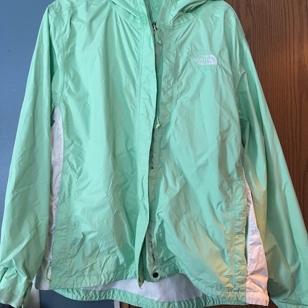 The North Face Mint/White Hooded Windbreaker Jacket